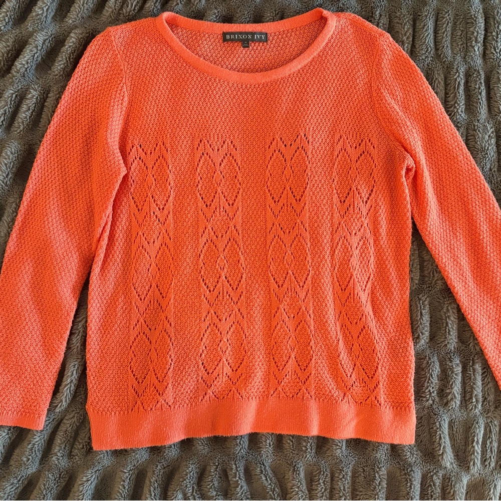 Brixon Ivy Coral Textured Crew Neck Sweater